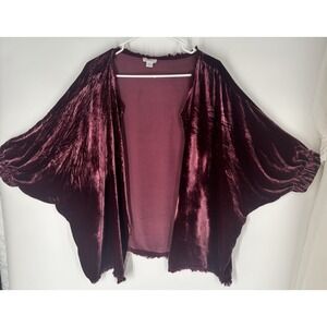 Sundance Womens Crushed Velvet Open Front Kimono Style Cardigan XL Dolman Silk